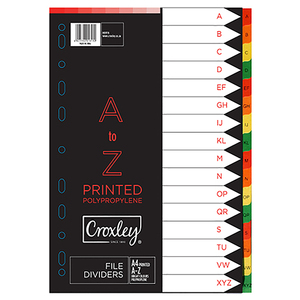 CROXLEY INDICES PRINTED  A-Z DIVIDER SET