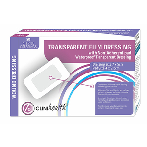 DRESS TRANSP FILM & PAD 7x5CM CLINI 50~