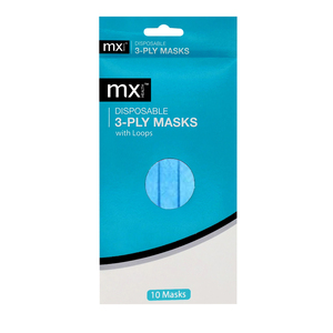 FACE MASK MX 3PLY DISPOSABLE BLUE 10's