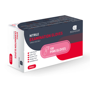 GLOVE EXAM PINK NITRILE ECONOCARE S 100~
