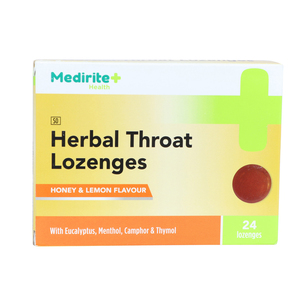MEDIRITE THROAT LOZENGES HONEY&LEMON 24