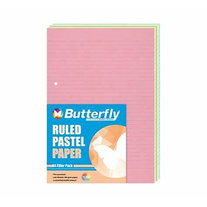 A4 PASTEL PAPER RULED BUTTERFLY 100's