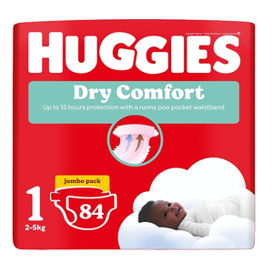 HUGGIES DRY COMFORT NO1 JUMBO 84 2-5 KG