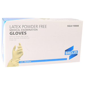 GLOVES EXAM LATEX P/F SACLIN MEDIUM 100