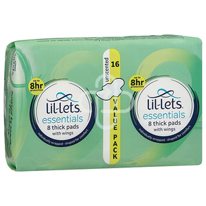 LIL-LETS ECONOMY PADS UNSCENTED V/PAC 16