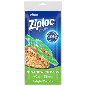 ZIPLOC POUCH SANDWICH BAGS 30 BAGS