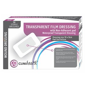 DRESS TRANSP FILM & PAD CLINI 10X9CM 50~