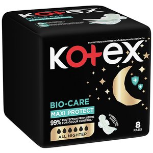 KOTEX BIO-CARE MAXI PROTECT PADS NIGHT 8