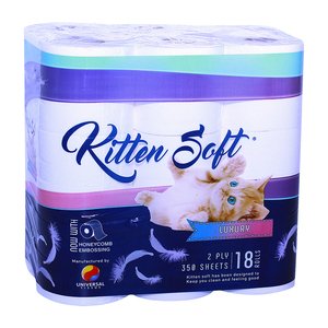 TOILET PAPER KITTEN SOFT 2PLY 350 SHT 18