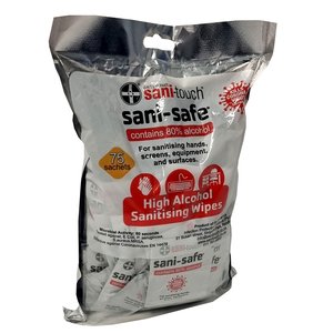 ALCOHOL 80% WIPES  SINGLE SACHETS 75~