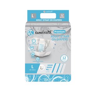 ADULT DIAPERS PREMIUM STRAP-ON LARGE 12