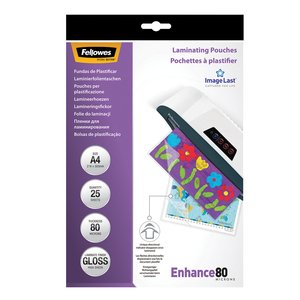 LAMINATING POUCH FELLOWES A4 80MIC 25~