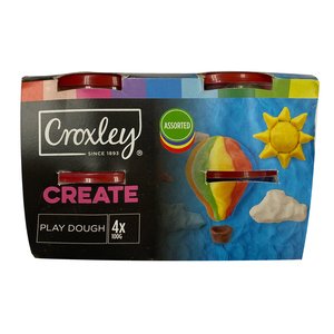 CROXLEY PLAY DOUGH STD COLOURS 4X100G