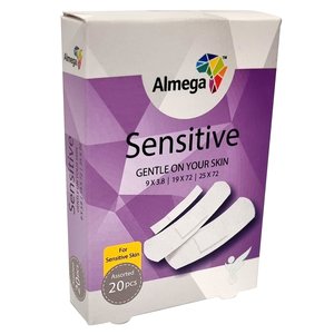 PLASTERS ASSORTED SENSITIVE ALMEGA 20`s