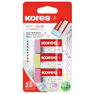 KORES MEDIUM ERASER 40x21x10mm PASTEL 3~