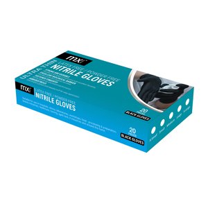 GLOVES MX EXAM NITRILE BLACK LARGE 20's