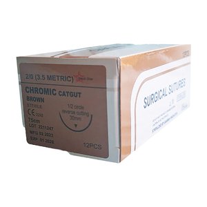 SUT CHROMIC 2/0 MEDISTAR 30MM RC 75CM 12
