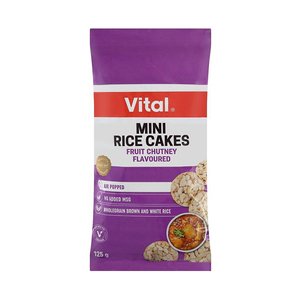 VITAL MINI RICE CAKES FRUIT CHUTNEY 125G