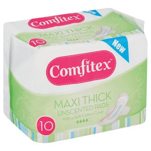 COMFITEX MAXI THICK UNSCE PADS WINGED 10