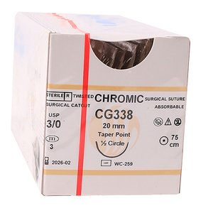 SUT CHROMIC 3/0 20MM TAPER 75CM CG338 12