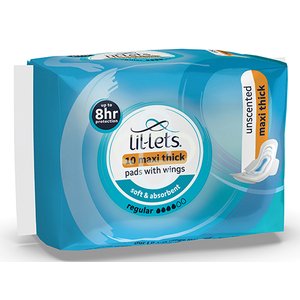 LIL-LETS PADS+WINGS MAXI REG UNSCENT 10