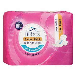 LIL-LETS PAD MAXI UNSCENTED SUPER 8