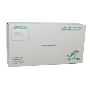 GLOVE EXAM LATEX PF SMALL MEDTEX 100~