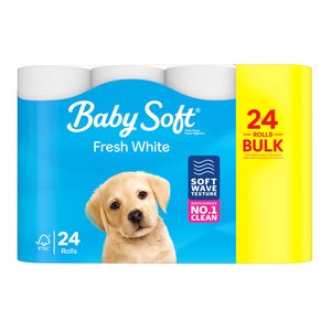 TOILET PAPER BABY SOFT 2 PLY WHITE 24 ~