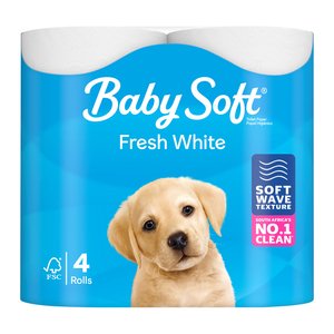 TOILET PAPER BABY SOFT 2 PLY  WHT  4