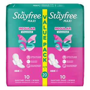 STAYFREE MAXI THICK REGULAR UNSCENT 20