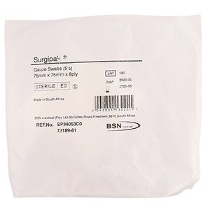 GAUZE 75X75X8PLY STE SURGIPAK 5'S 1