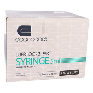 SYRI 5ML LL +NEED 22GX38MM ECONOC 100~
