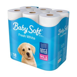 TOILET PAPER BABY SOFT 2 PLY WHITE 18