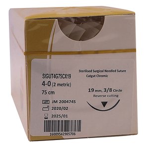 SUT TRUGUT CHROMIC 4/0 19MM RC 75CM 12~