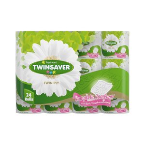 TOILET PAPER TWINSAVER SNGL ROLL 2PL 24~