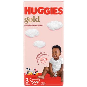 HUGGIES GOLD NAPPIES SIZE 3 VP 58