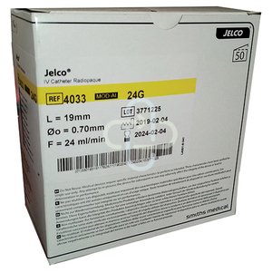 JELCO RADIOPAQUE 24G YELLOW 50 ~
