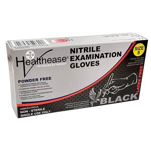 GLOVE EXAM BLACK NITRILE PF SM H/E 100~