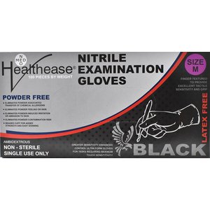 GLOVE EXAM BLACK NITRILE PF MED H/E 100~