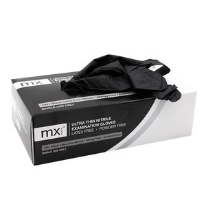 GLOVES MX EXAM NITRILE BLACK LRG PF 100~