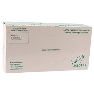 GLOVE EXAM LATEX PF MED MEDTEX 100~
