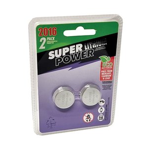 SUPER POWER 3V LITH BUTTON CELL 2 CR2016