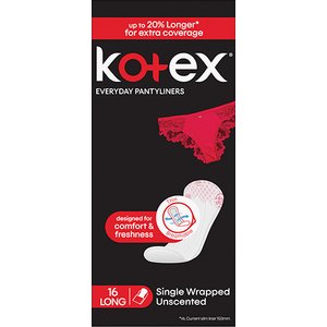 KOTEX PANTYLINER UNSCENTED LONG 16