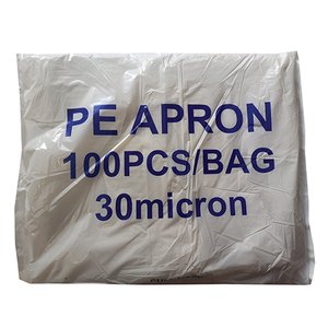 APRON PE PLASTIC WHITE 30 MIC 100~