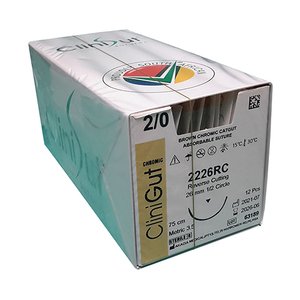 SUT CHROMIC 2/0 CLINIGU 26MM RC 75CM 12~