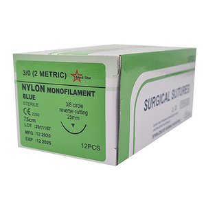 SUT NYLON 3/0 MEDISTAR 25MM RC 75CM 12~