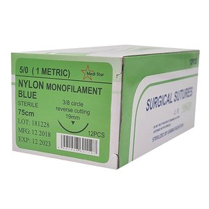 SUT NYLON 5/0 MEDISTAR 20MM RC 75CM 12~