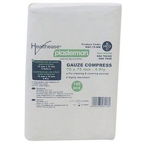 GAUZE 75X75X4PLY N/S PLASTERMAN 100~