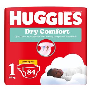HUGGIES DRY COMFORT NO1 JUMBO 84 2-5 KG