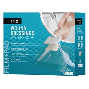 WOUND DRESSING MX FILM+PAD 10X12CM 25~
